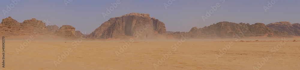 Panoramafoto Wüste Wadi Rum, Jordanien