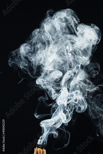 Real Smoke Abstract On Black Background.