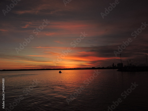 sunset over the river