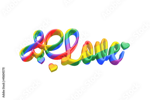 LOVE LGBT color word on white background .3d