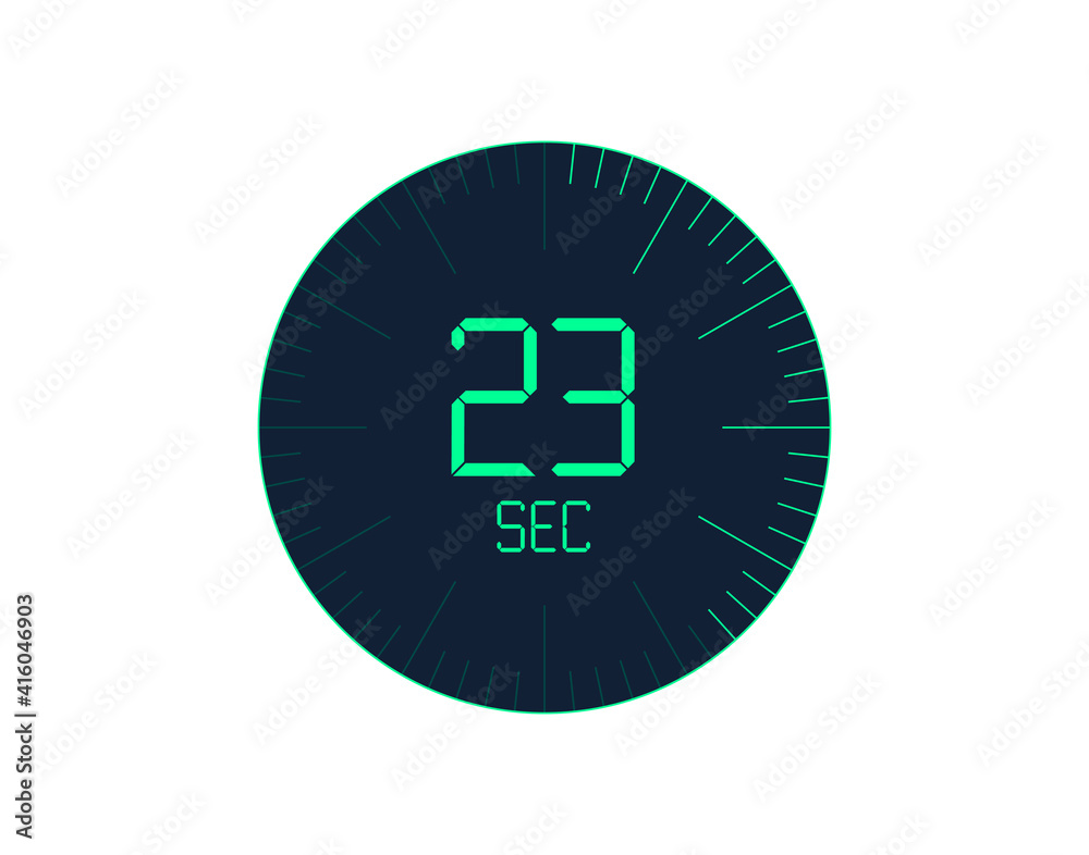 23 sec Timer icon, 23 seconds digital timer. Clock and watch, timer, countdown 23 sec Timer icon, 23 seconds digital timer. Clock and watch, timer, countdown