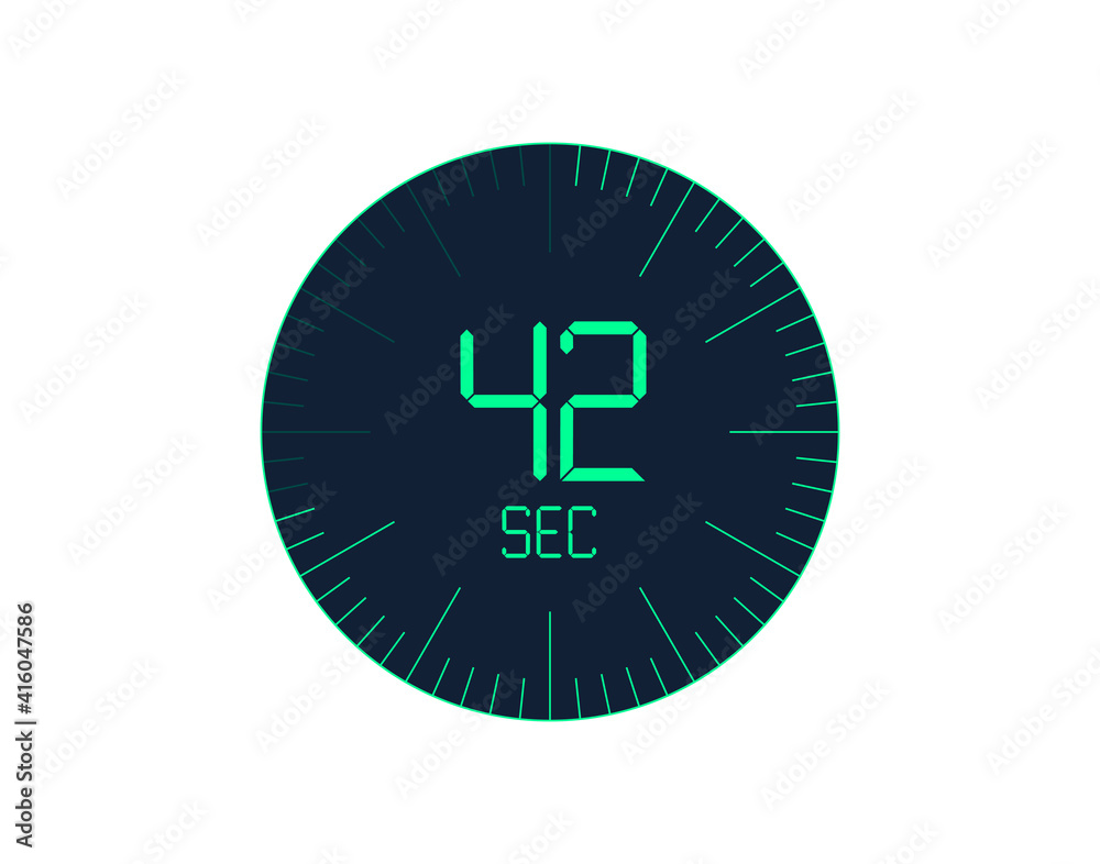 42 sec Timer icon, 42 seconds digital timer. Clock and watch, timer, countdown 42 sec Timer icon, 42 seconds digital timer. Clock and watch, timer, countdown
