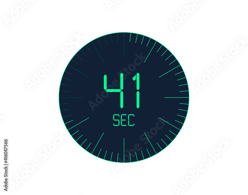 41 sec Timer icon, 41 seconds digital timer. Clock and watch, timer, countdown