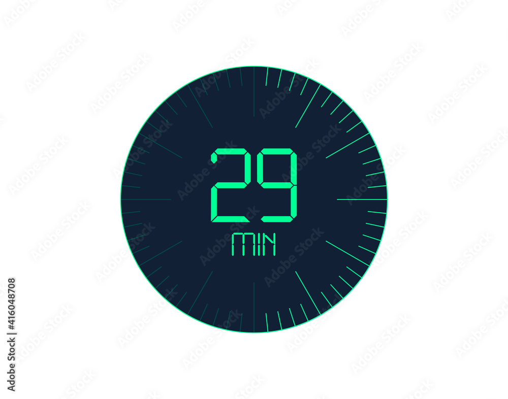 29 min Timer icon, 29 minutes digital timer. Clock and watch, timer, countdown 29 min Timer icon, 29 minutes digital timer. Clock and watch, timer, countdown