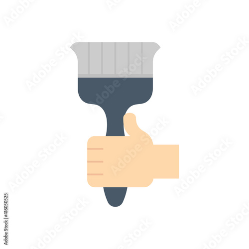 Paintbrush vector icon. Consist of bristle, brush and handle. Hand tool, instrument or equipment for painter, artist, craftsman or professional to draw, painting color on wood, canvas, wall, furniture