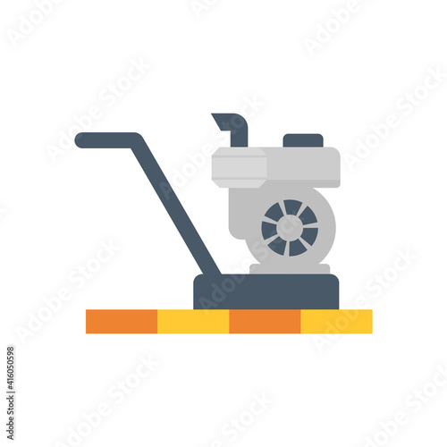 Floor sanding, hardwood flooring in construction or renovation work vector icon. Machine for improvement, polish, renewal or remove top surface of wooden floor by sandpaper with grinder, sander tool.