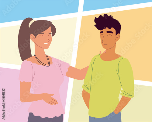 cheerful woman man
