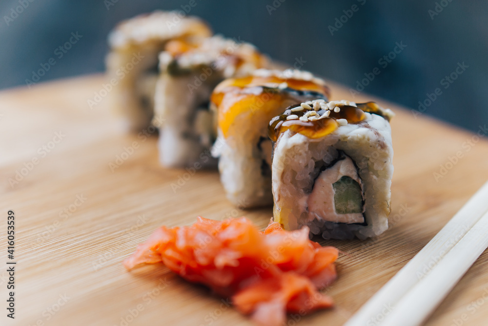 sushi chopsticks japanese cuisine gourmet restaurant close-up sushi chopsticks japanese cuisine gourmet restaurant close-up
