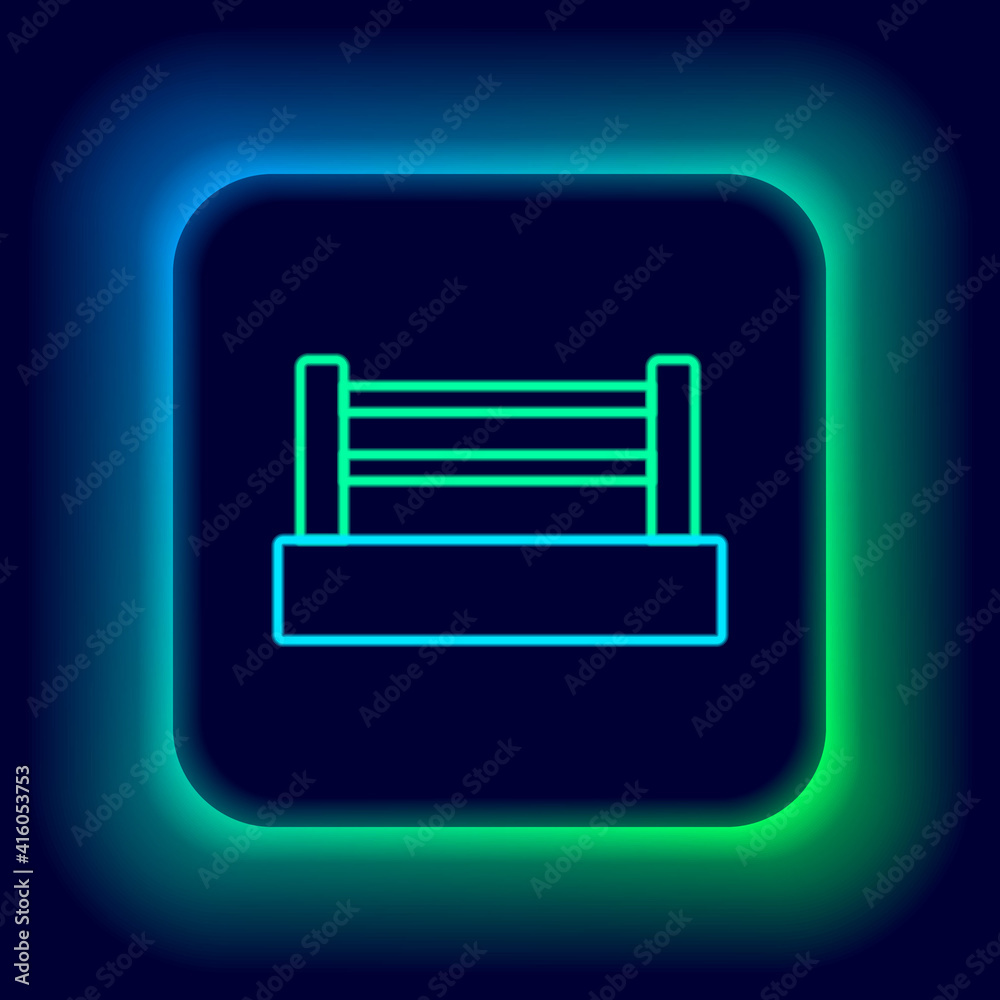 Glowing neon line Boxing ring icon isolated on black background. Colorful outline concept. Vector. Glowing neon line Boxing ring icon isolated on black background. Colorful outline concept. Vector.