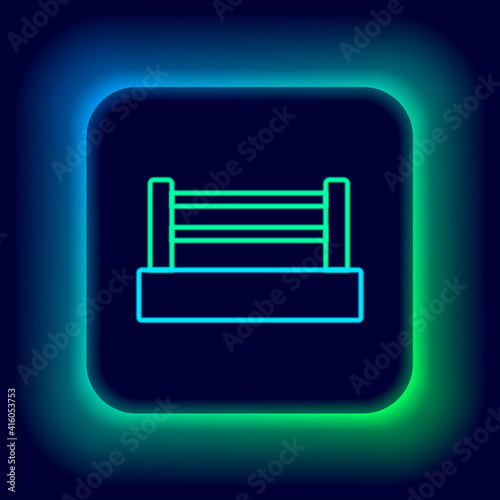 Glowing neon line Boxing ring icon isolated on black background. Colorful outline concept. Vector.