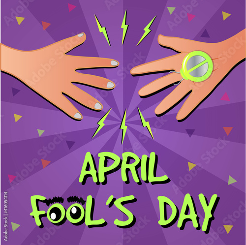 April Fool's Day Poster All Fool's Day Poster Prank Toy hand electric shock vector illustration