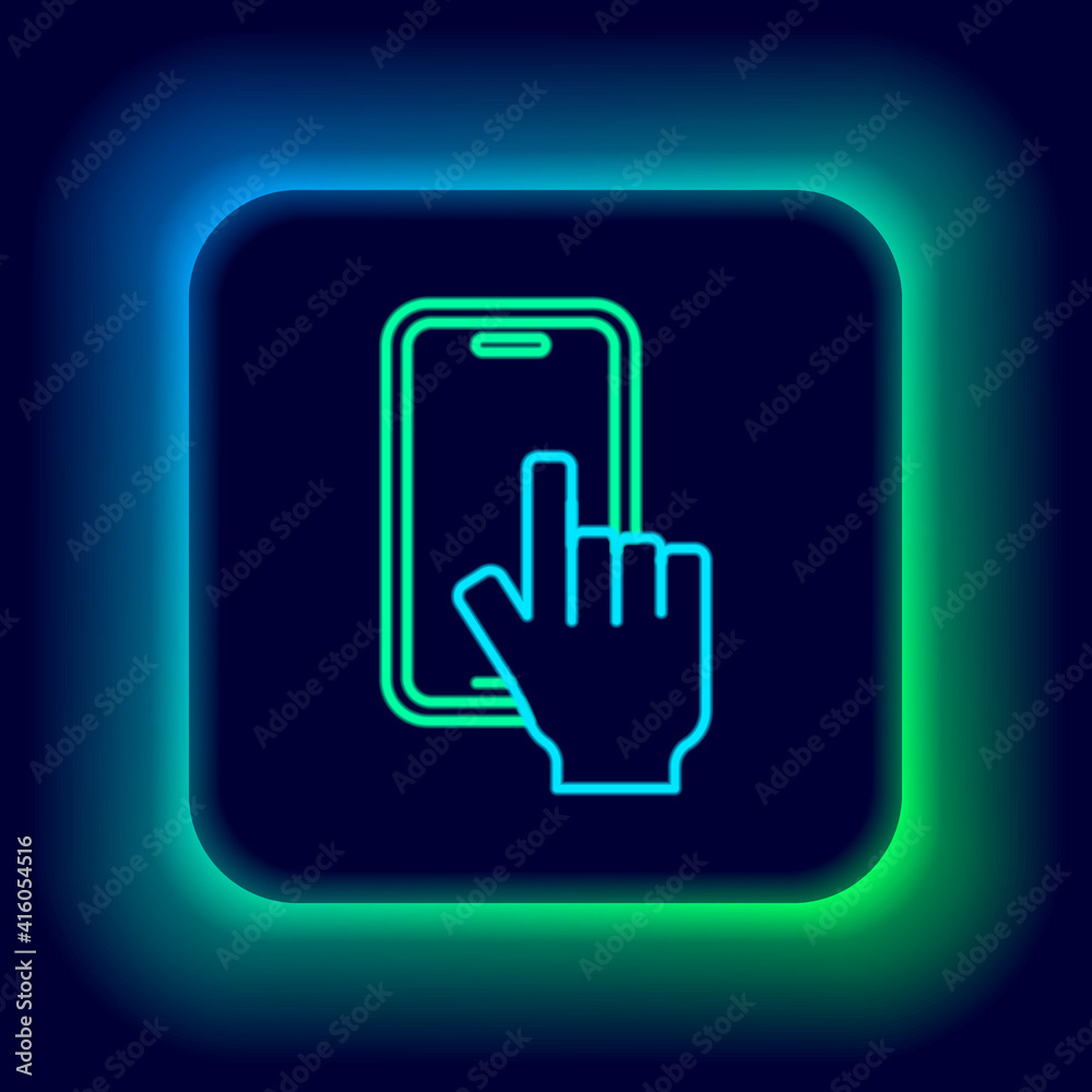 Glowing neon line Phone repair service icon isolated on black background. Adjusting, service, setting, maintenance, repair, fixing. Colorful outline concept. Vector. Glowing neon line Phone repair service icon isolated on black background. Adjusting, service, setting, maintenance, repair, fixing. Colorful outline concept. Vector.
