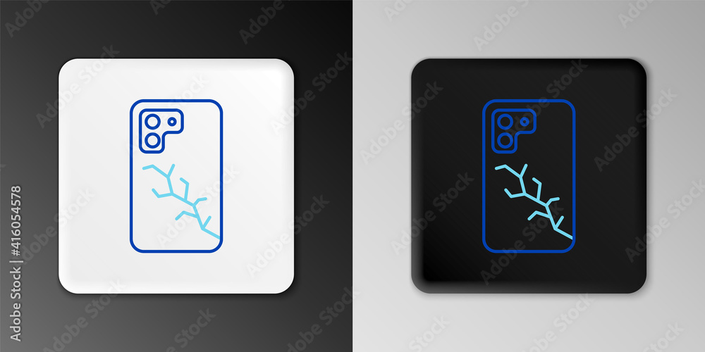 Line Smartphone with broken screen icon isolated on grey background. Shattered phone screen icon. Colorful outline concept. Vector. Line Smartphone with broken screen icon isolated on grey background. Shattered phone screen icon. Colorful outline concept. Vector.