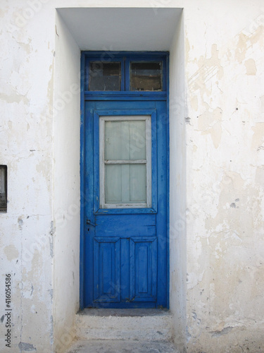 Old traditional wooden door in the village of Mesotopos  in Lesvos  Lesbos  island  Aegean sea  Greece  Europe.
