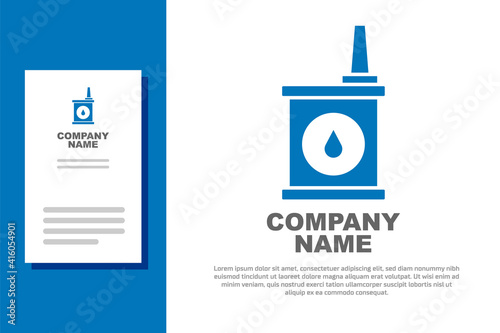 Blue Canister for motor machine oil icon isolated on white background. Oil gallon. Oil change service and repair. Logo design template element. Vector.