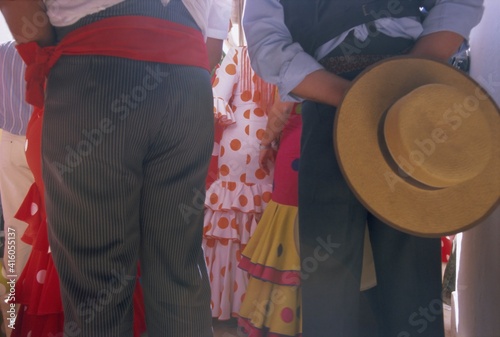 Details of dress, Romeria del Rocio festival, El Rocio, Andalucia (Andalusia), Spain, Europe photo