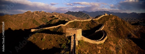 Elevated panoramic view of the Jinshanling section, Great Wall of China, UNESCO World Heritage Site, near Beijing, China, Asia photo