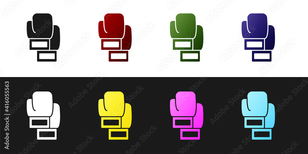 Set Boxing glove icon isolated on black and white background. Vector. Set Boxing glove icon isolated on black and white background. Vector.
