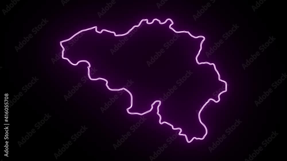 neon Map of Belgium, Belgium outline, Animated close up map of Belgium neon Map of Belgium, Belgium outline, Animated close up map of Belgium