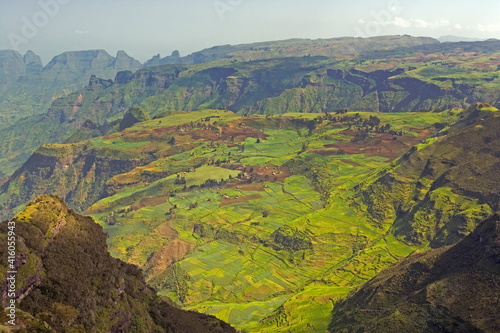 Dramatic mountain scenery from the area around Geech, UNESCO World Heritage Site, Simien Mountains National Park, The Ethiopian Highlands, Ethiopia, Africa photo