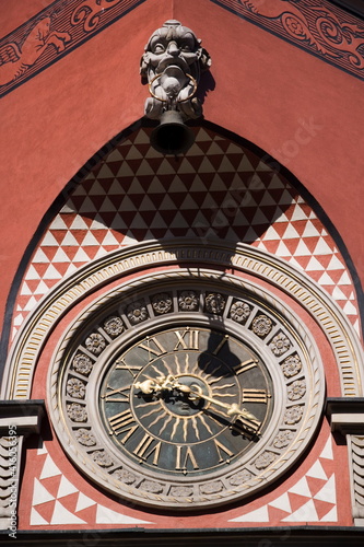 Old Town clock, Old Town Square (Rynek Stare Miasto), Old Town (Stare Miasto), UNESCO World Heritage Site, Warsaw, Poland, Europe photo