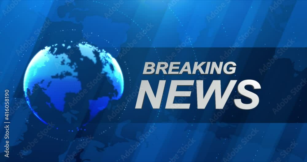 Breaking News Template intro for TV broadcast news show program with 3D breaking news text and badge, against global spinning earth cyber and futuristic style