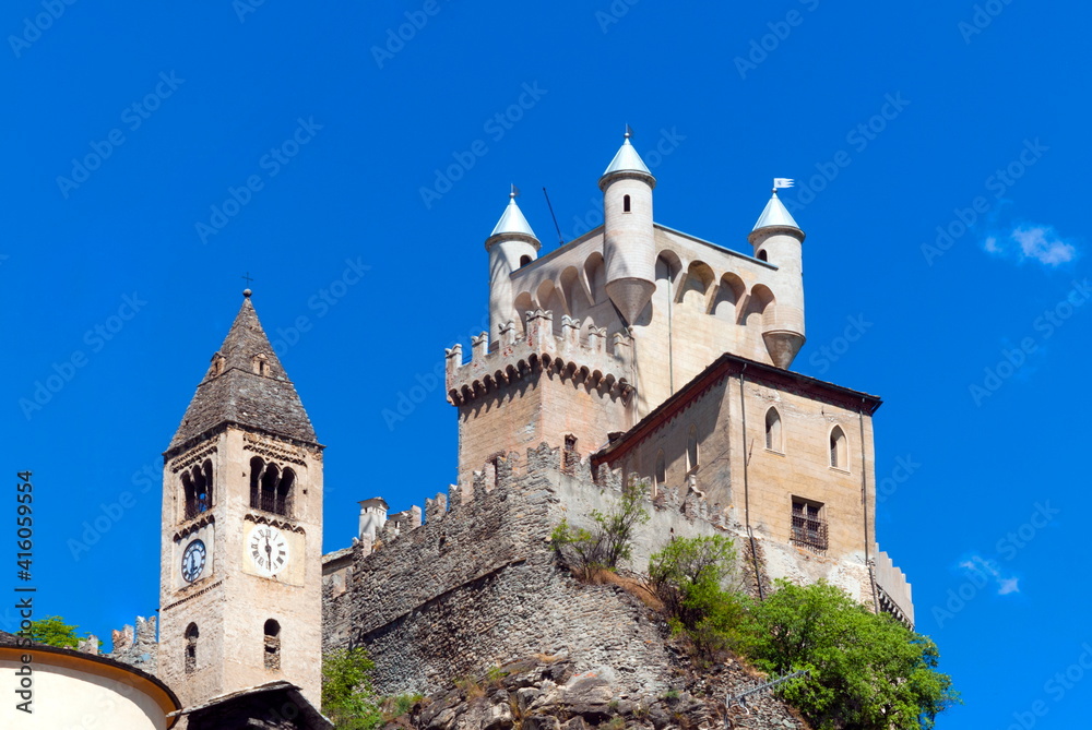 Saint-Pierre Castle, Saint Pierre, Aosta Valley, Italian Alps, Italy, Europe Saint-Pierre Castle, Saint Pierre, Aosta Valley, Italian Alps, Italy, Europe