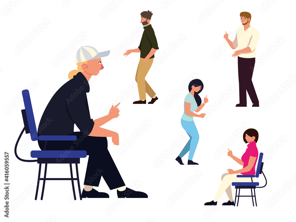 set teamwork people group sitting and standing characters set teamwork people group sitting and standing characters