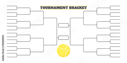 32 team tournament bracket championship template flat style design vector illustration isolated on white background. Championship bracket schedule for tennis game.