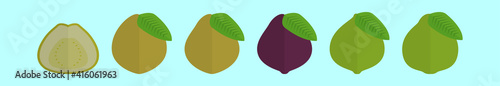 set of guava cartoon design template with various models. vector illustration isolated on blue background