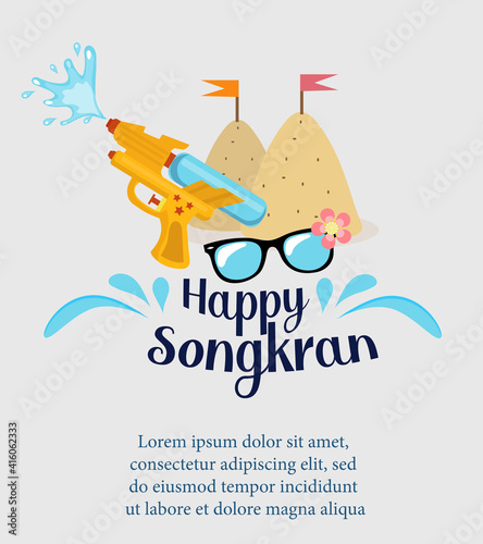 Happy Songkran festival Thailand beautiful design background  vector illustration