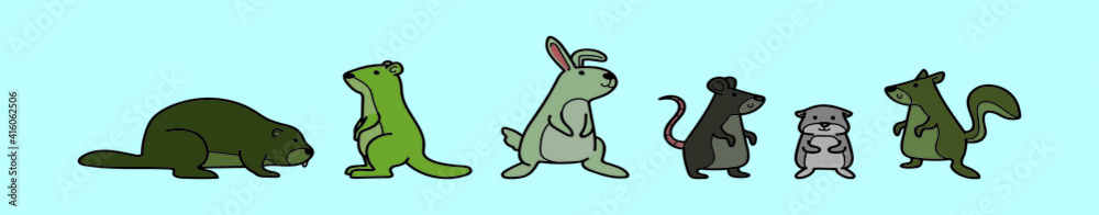 Obraz premium set of rodent cartoon icon design template with various models. vector illustration isolated on blue background
