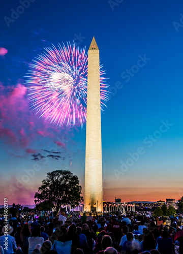 4th of July fireworks celebration in Washington Monument in Washington DC.