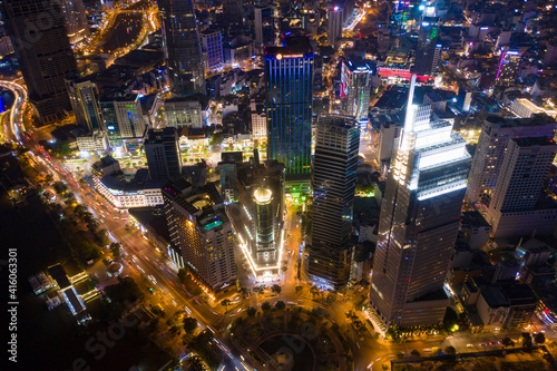 Beautiful night city, cityscape of Ho Chi Minh city, Vietnam, 