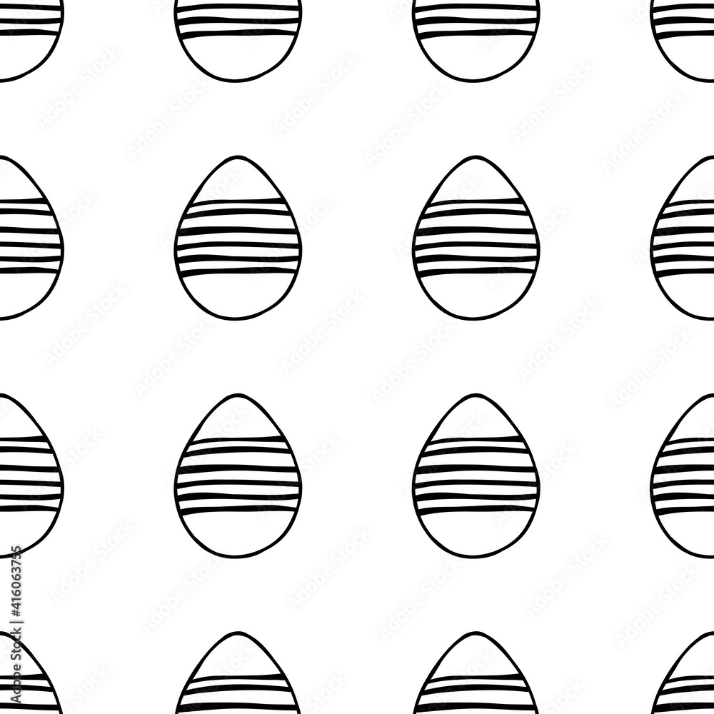 Seamless pattern made from hand drawn Easter eggs illustration. Isolated on white background. Seamless pattern made from hand drawn Easter eggs illustration. Isolated on white background.