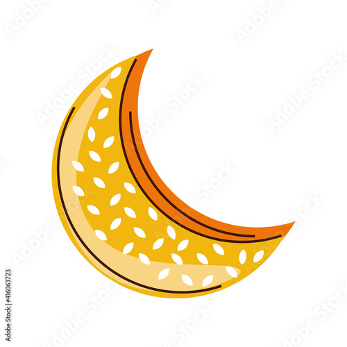 half moon sky night cartoon isolated style