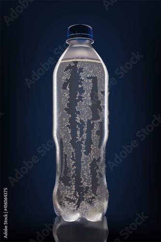 cold bottle of water with water drops
