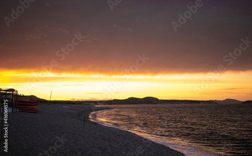 beach at sunset in the coast of girona, in pals costa brava