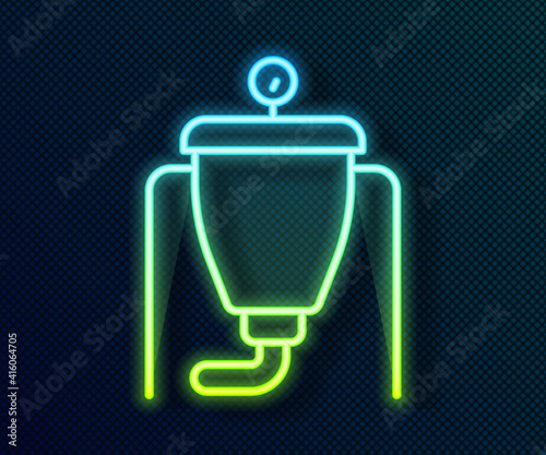 Glowing neon line Beer brewing process icon isolated on black background. Vector.