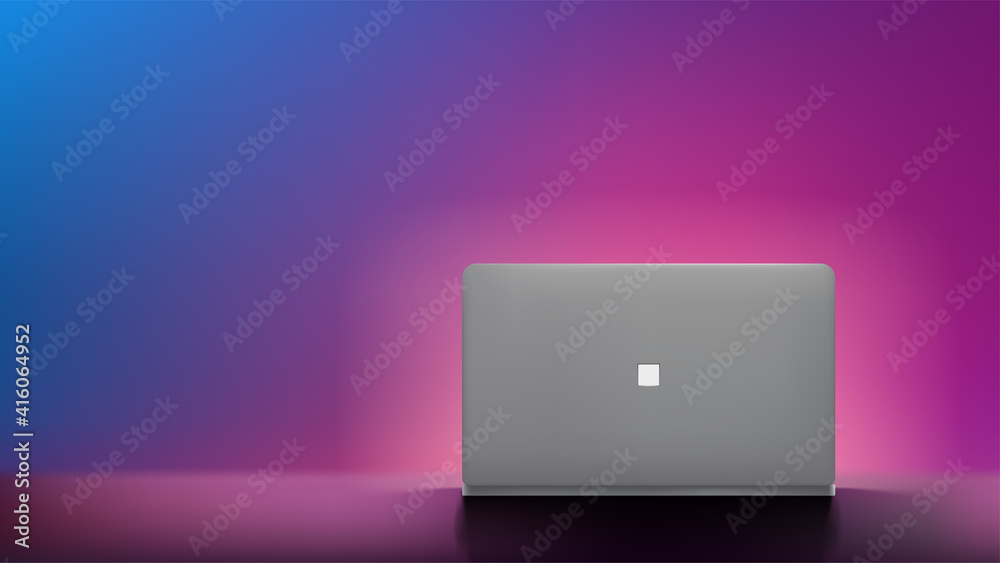 gray laptop front view on colorful back gray laptop front view on colorful back