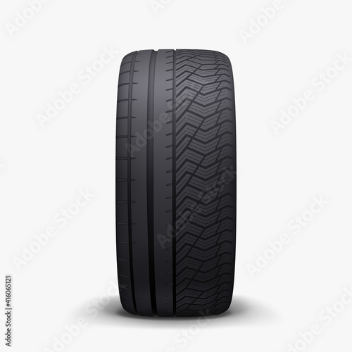 merged seasons front view realistic car tire