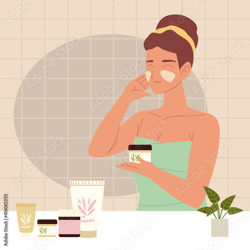woman self skincare