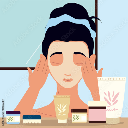 woman apply mask