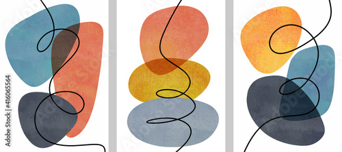 set of Creative minimalist hand painted. Abstract design with doodles and various shapes . Vector illustration