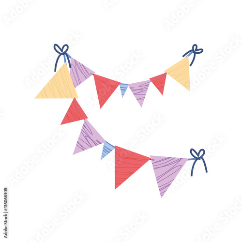 pennants festive decoration celebration cartoon icon isolated style