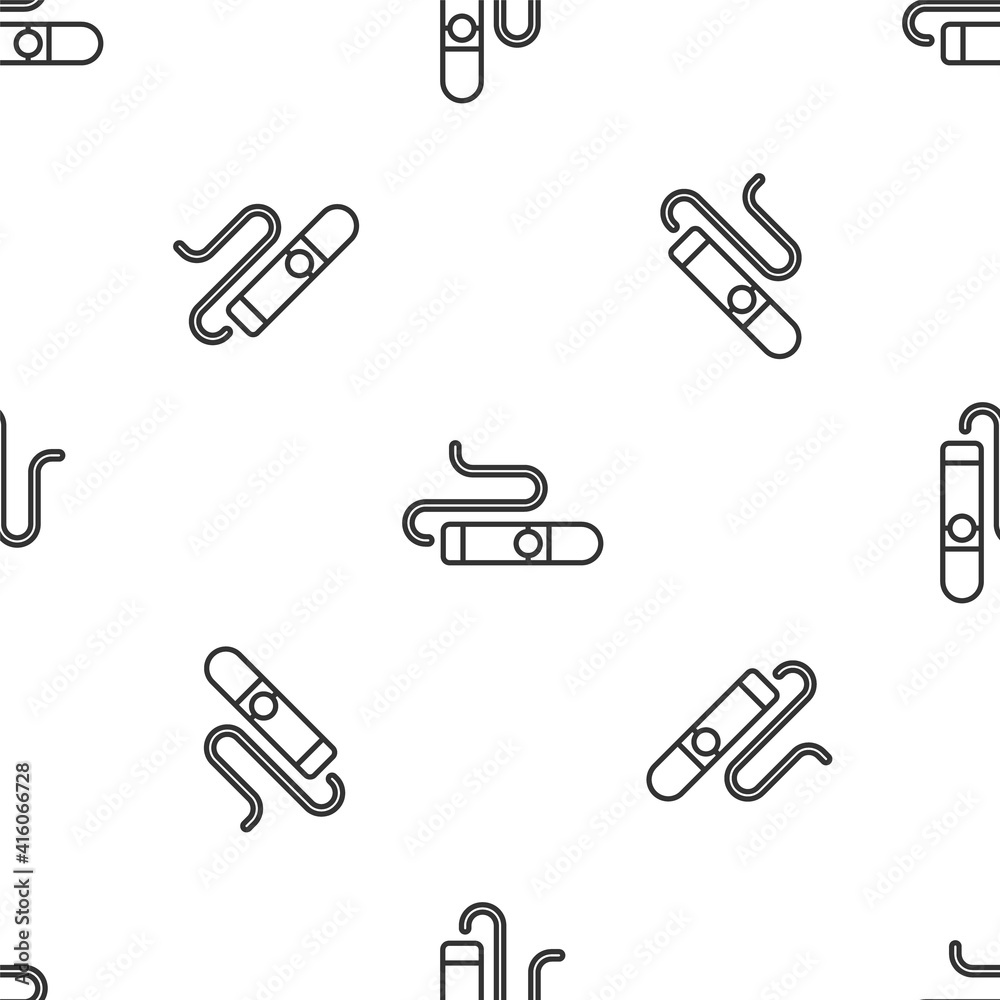 Grey line Cigar icon isolated seamless pattern on white background. Vector. Grey line Cigar icon isolated seamless pattern on white background. Vector.