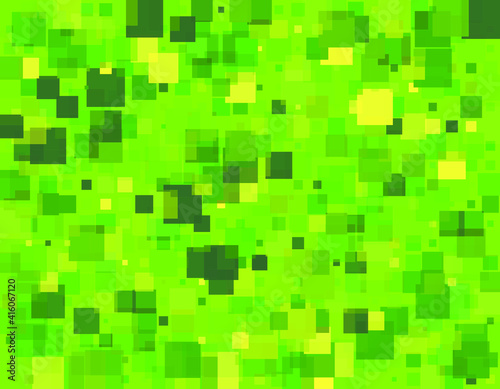 Background with multicolored squares in green tones