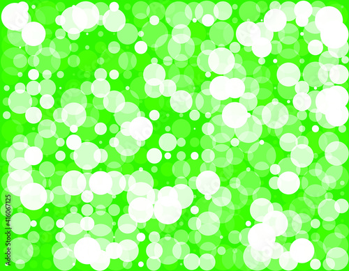 green background with white circles of different diameters and transparency