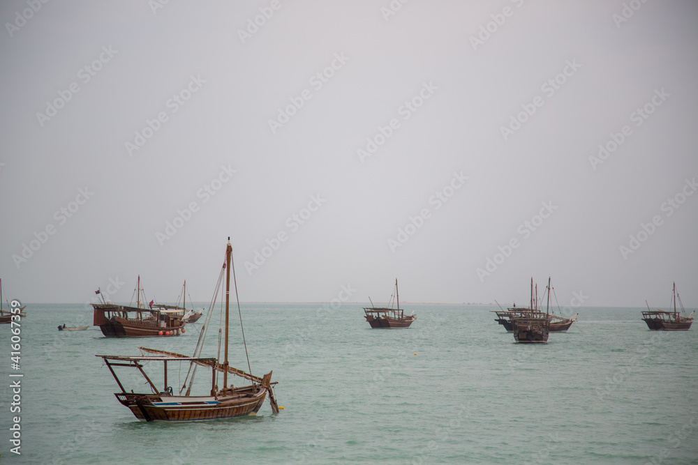 traditional middle east boats on the sea traditional middle east boats on the sea