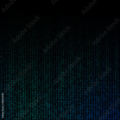 Design elements - Binary computer code halftone pattern dark background. Vector illustration eps 10 frame with Digital data cryptography texture for technology, electronic, network algorithm